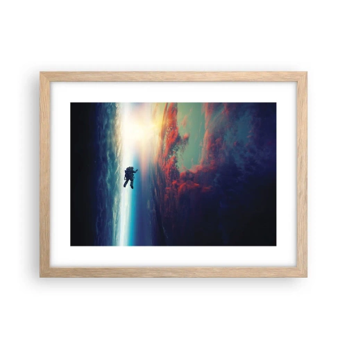 Een poster in een licht eiken lijst - Ga het universum tegemoet - 40x30 cm