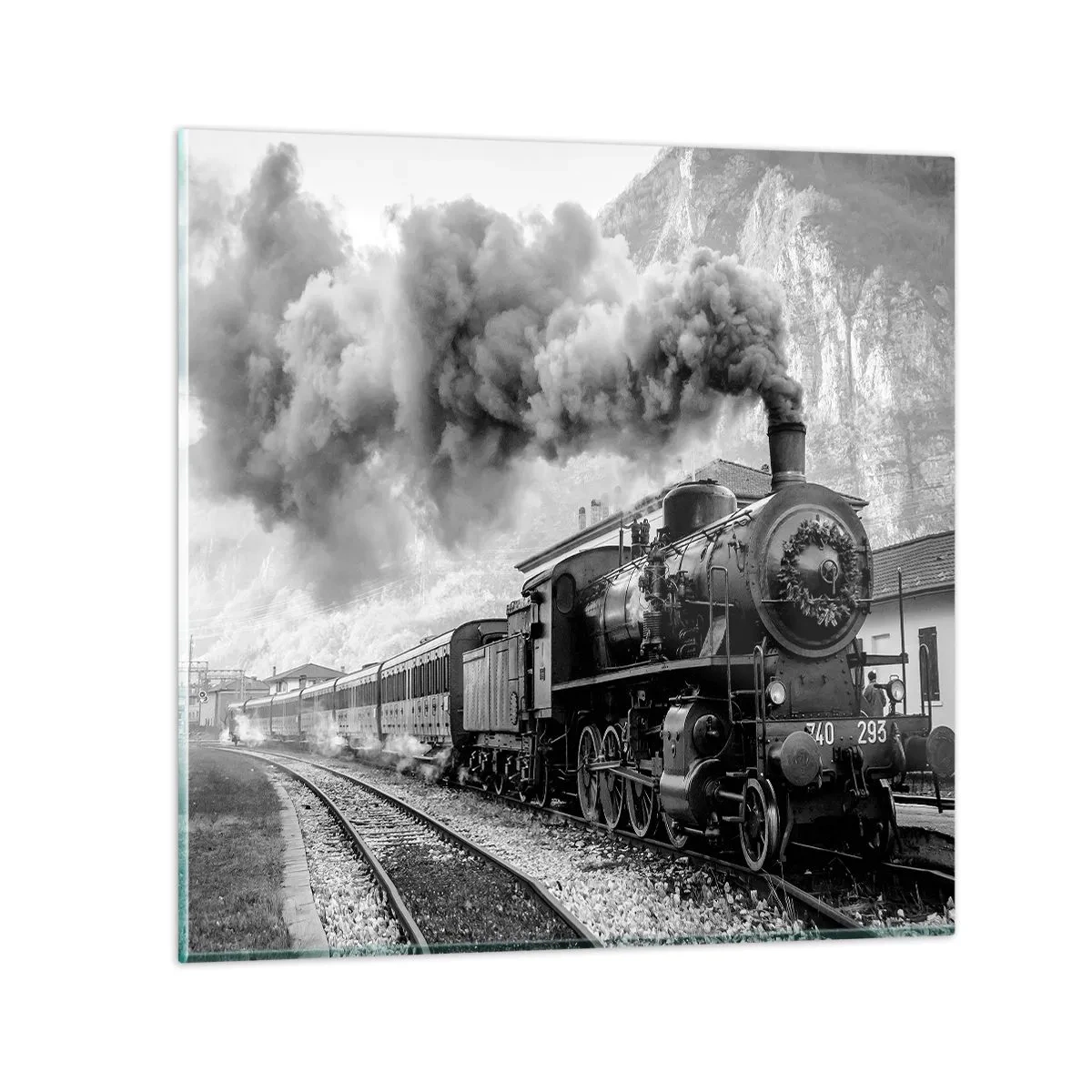 Schilderen op glas - Staat op het station... - 40x40 cm