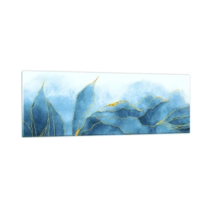 Schilderen op glas - Blauw in goud - 90x30 cm