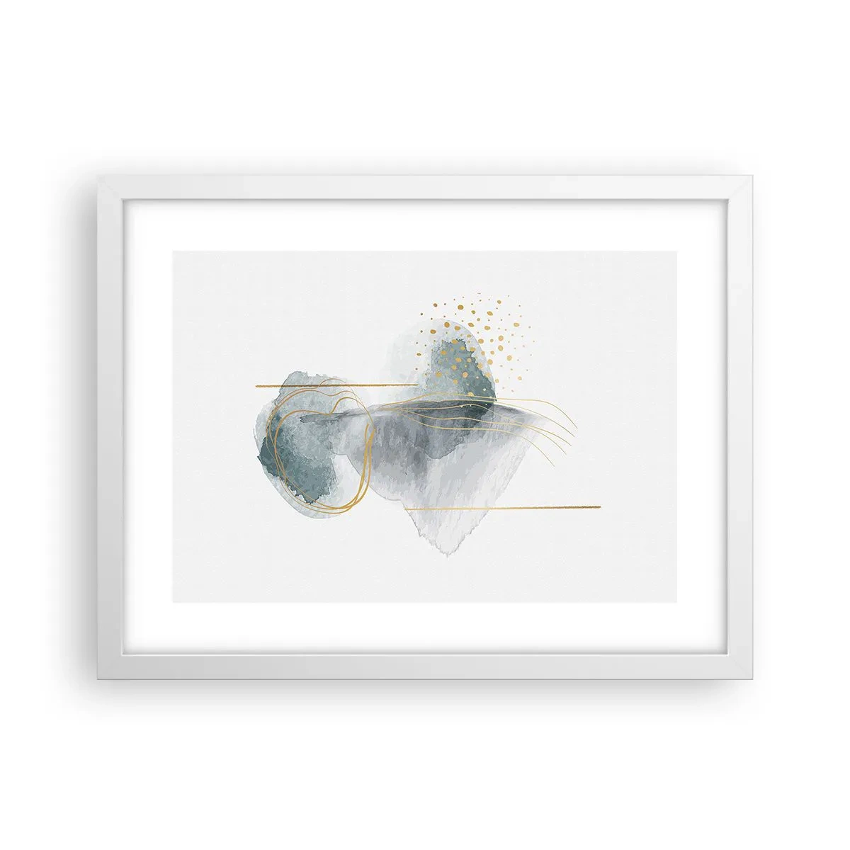 Poster in een witte lijst - Over de relatie tussen grijs en goud - 40x30 cm
