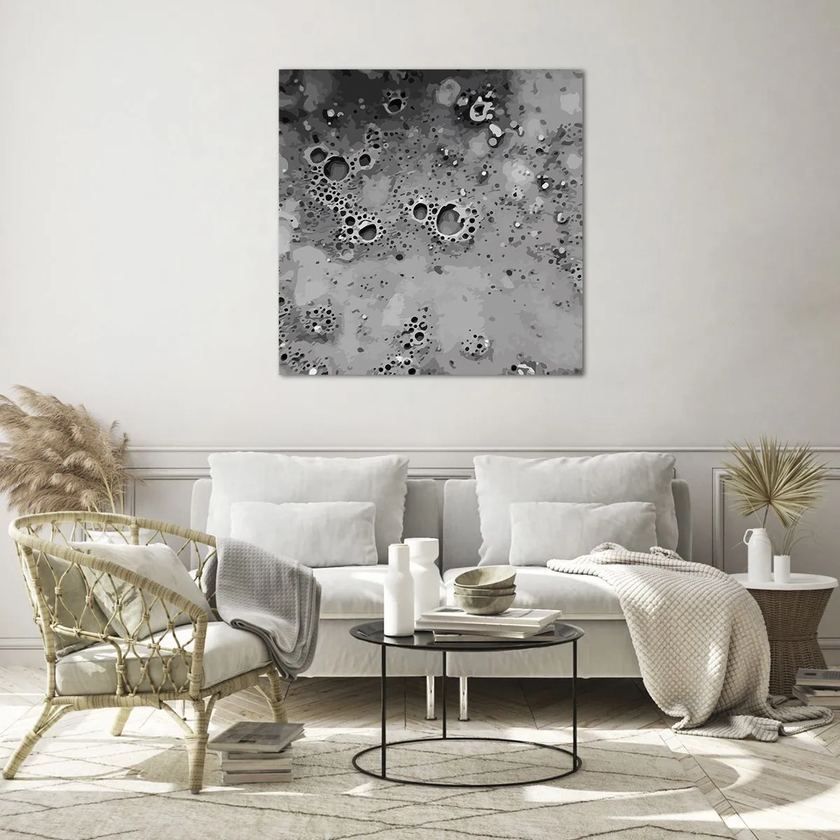 Schilderen op glas - Als een maanlandschap - 60x60 cm