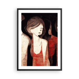 Poster in een zwarte lijst - Abstracte illustratie van een figuur in rood en zwart - 50x70cm - Madonna's van duisternis - Moderne wanddecoratie voor woonkamer en slaapkamer ARTTOR