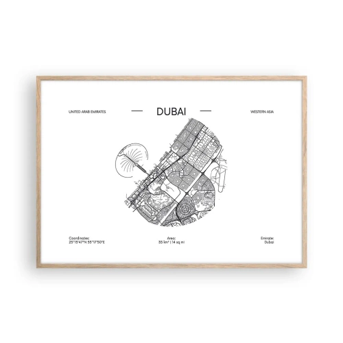 Een poster in een licht eiken lijst - Anatomie van Dubai - 100x70 cm