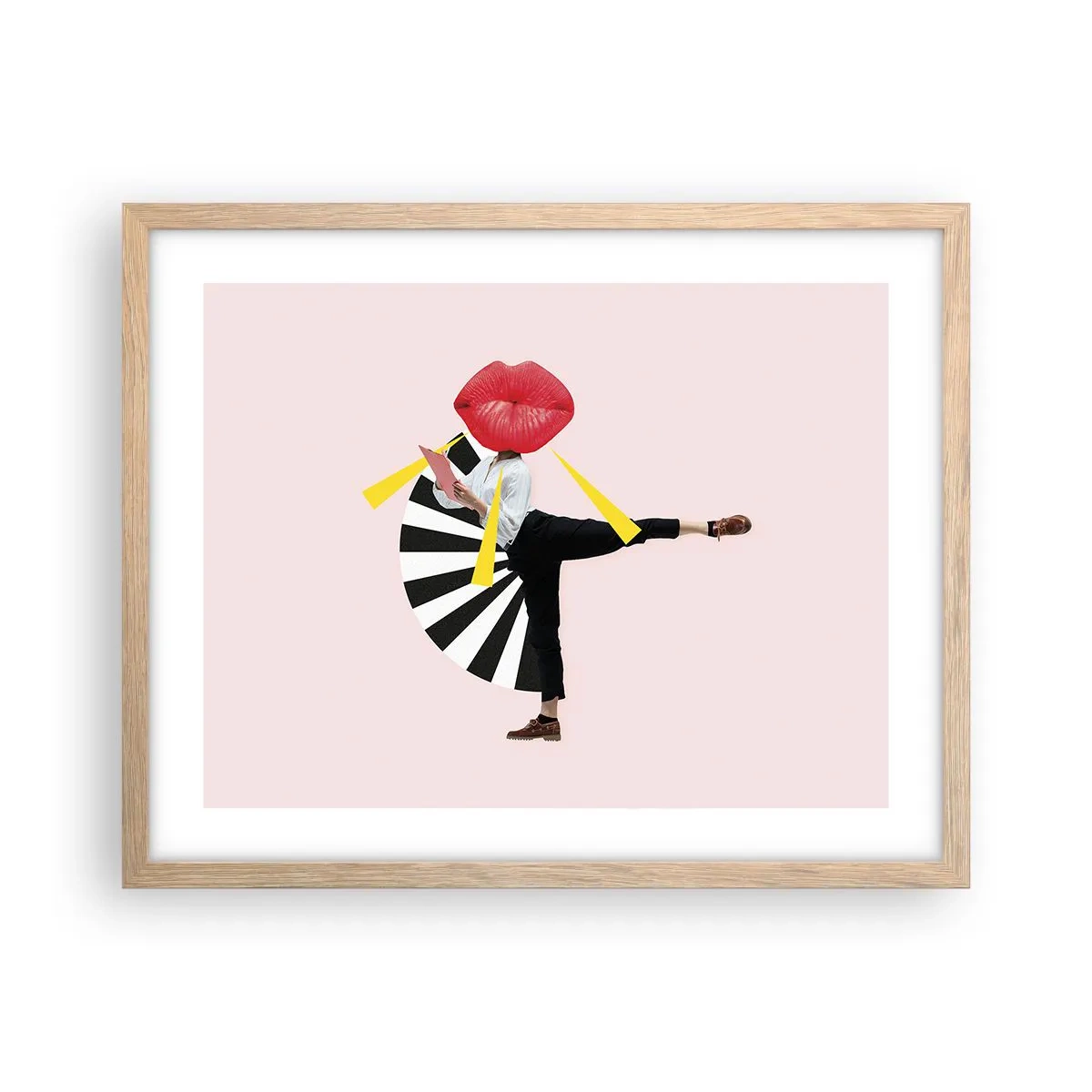 Een poster in een licht eiken lijst - Surrealistische pop-art - 50x40 cm