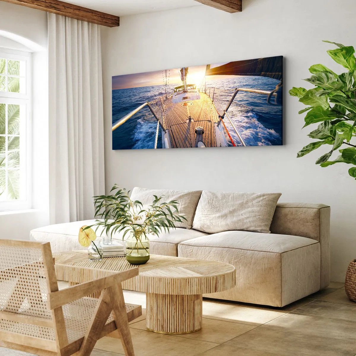 Schilderen op canvas - Lopend op de golven - 100x40 cm