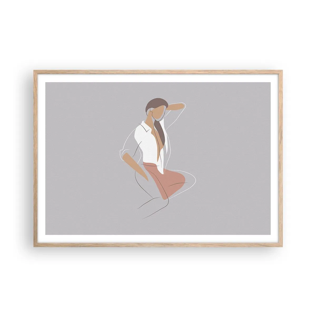 Een poster in een licht eiken lijst - Omtrek van gracieusheid - 100x70 cm