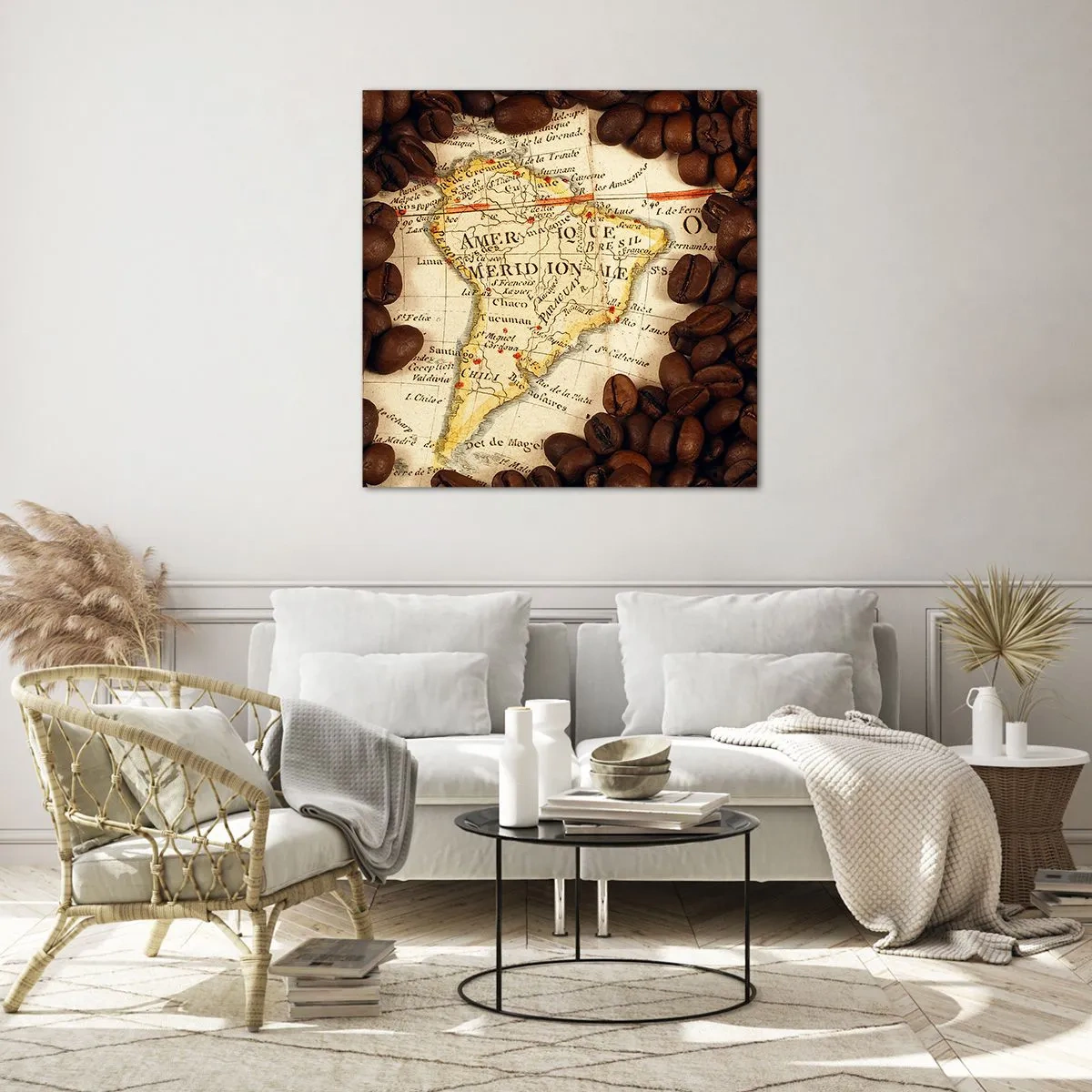 Schilderen op glas - Waar komt de beste koffie vandaan? - 70x70 cm