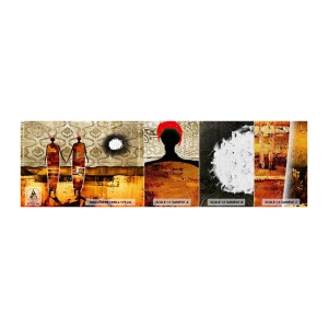 Fotobehang Monster Premium Canvas - Etnische compositie in de kleuren van Afrika - Mensen, Afrika, Grafisch - 100x30 cm