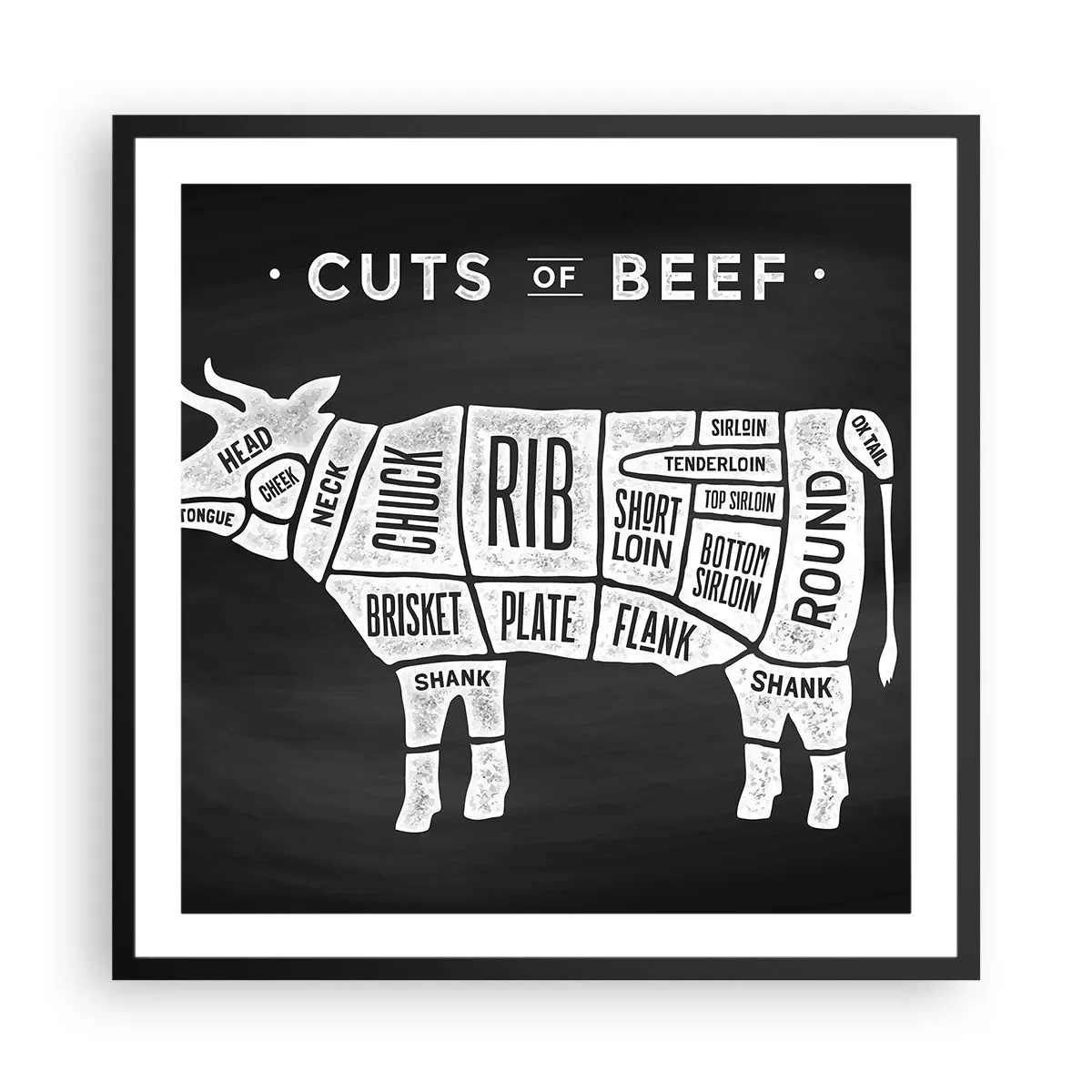 Poster in een zwarte lijst - Slagers ABC - 60x60 cm