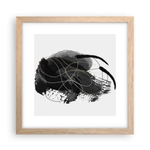 Een poster in een licht eiken lijst - Gemaakt uit zwart - 30x30 cm