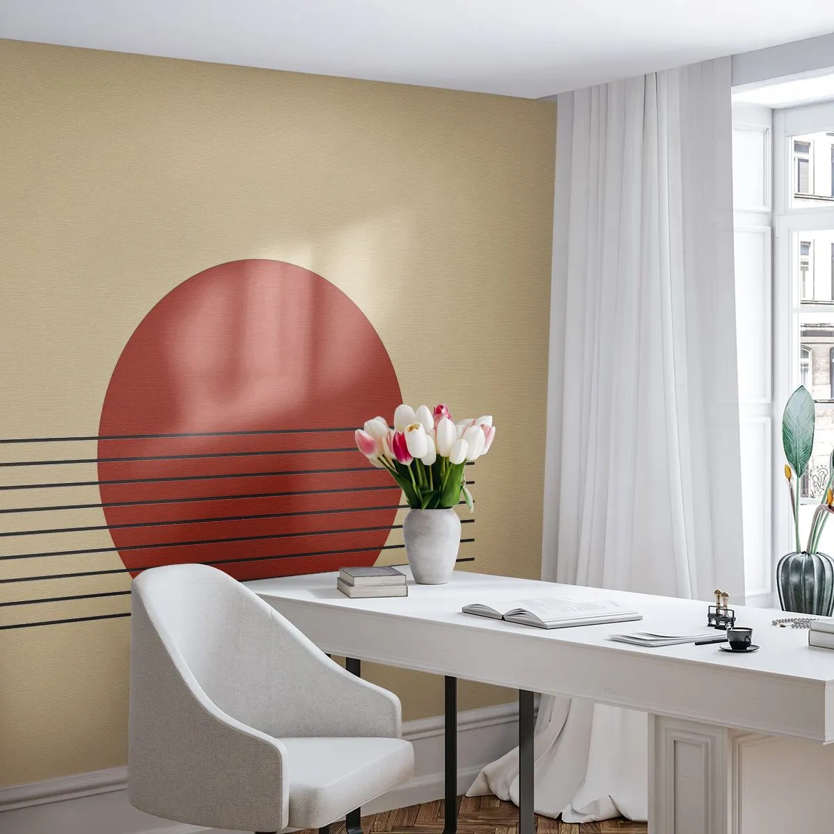 Fotobehang Premium Canvas - Opnieuw en opnieuw en verder - Abstractie, Deel, Grafisch - 350x256 cm