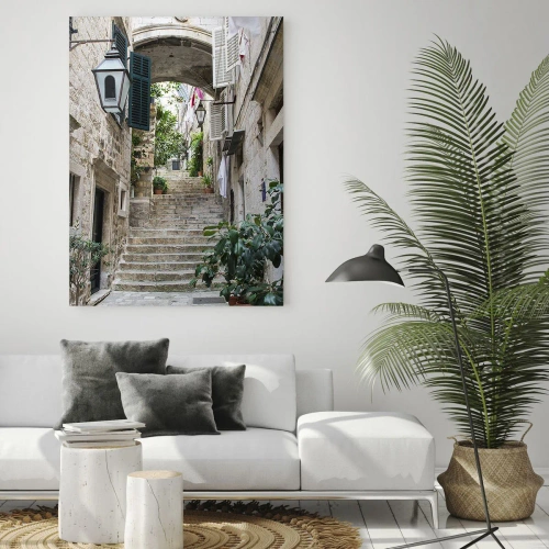 Schilderen op glas - Een charmant steegje - 50x70 cm