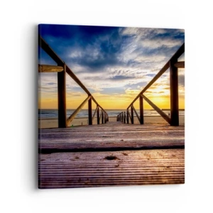 Schilderen op canvas - Rechtstreeks naar het rustige strand bij zonsondergang - 40x40 cm