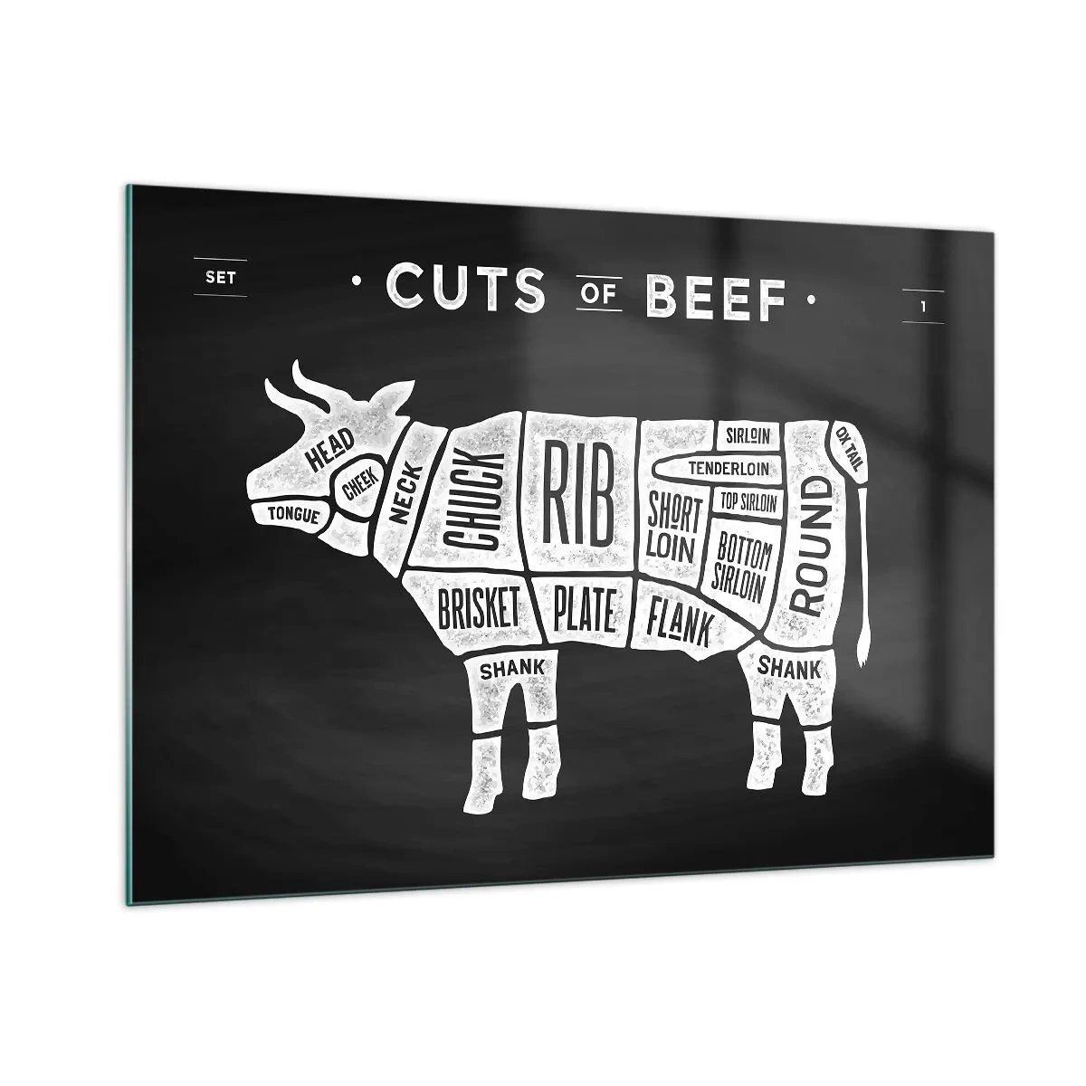 Schilderen op glas - Slagers ABC - 100x70 cm