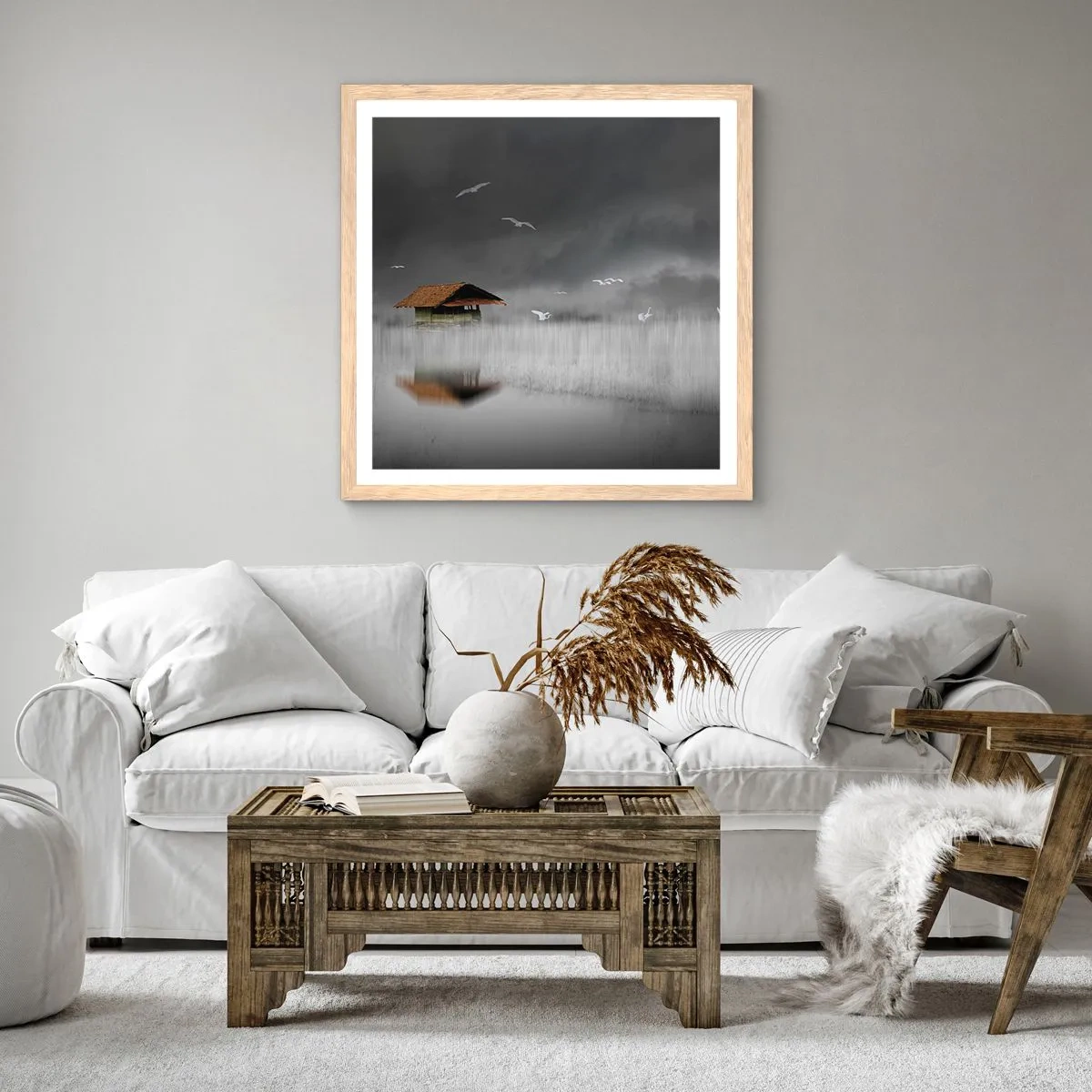 Een poster in een licht eiken lijst - Beschutting tegen regen - 40x40 cm