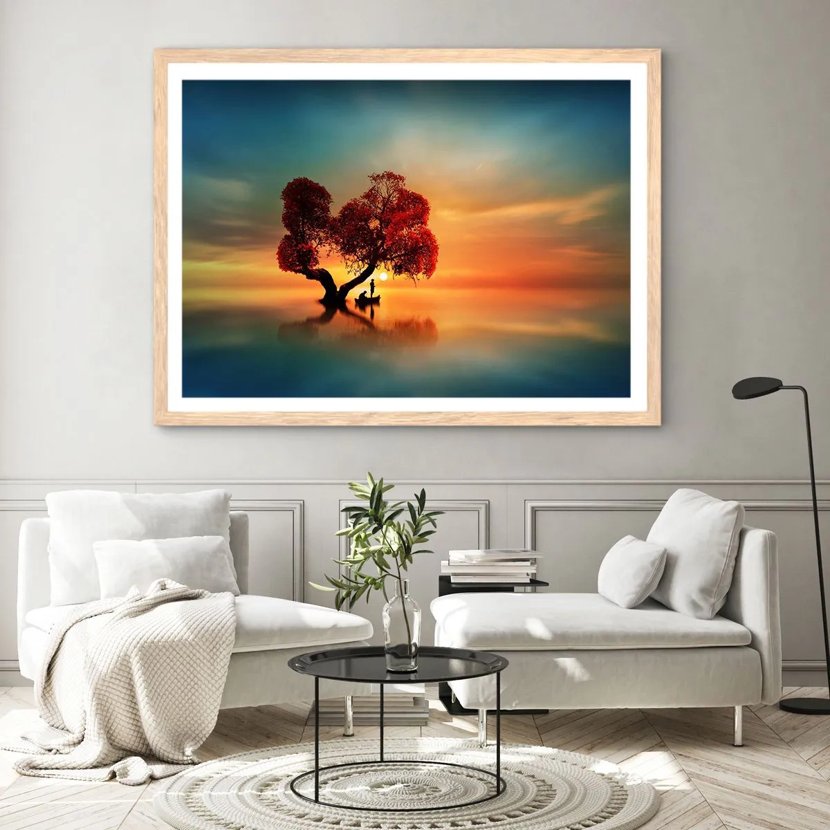 Een poster in een licht eiken lijst - Afstanders en de stilte van de wereldlozen - 100x70 cm