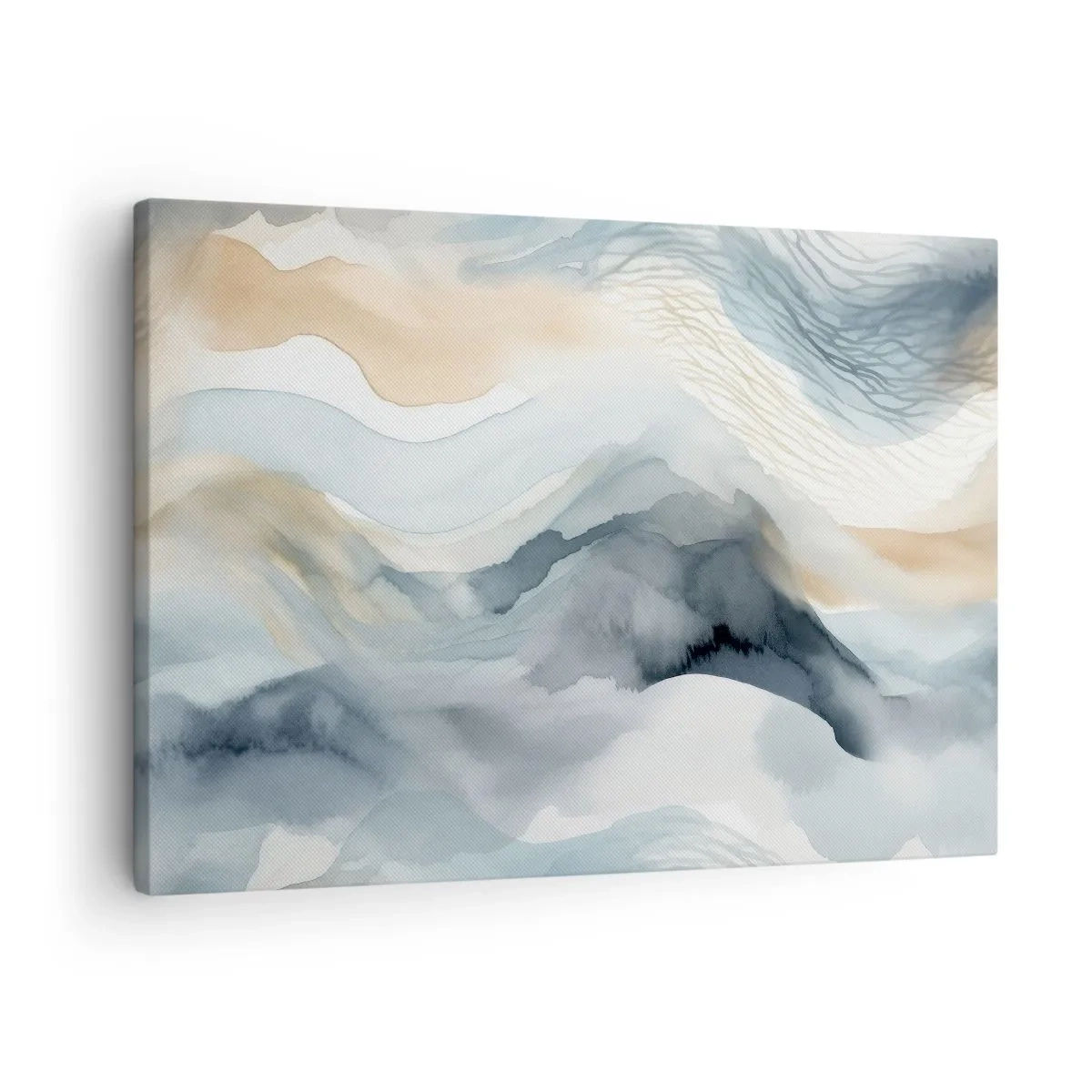 Schilderen op canvas - Een delicate abstractie met een bergmotief in pasteltinten. - 70x50cm - Besneeuwde en mistige abstractie - Moderne wanddecoratie voor woonkamer en slaapkamer ARTTOR