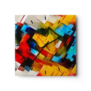 Wandklok - Klok - Een veelkleurig lagen koekje - 30x30 cm