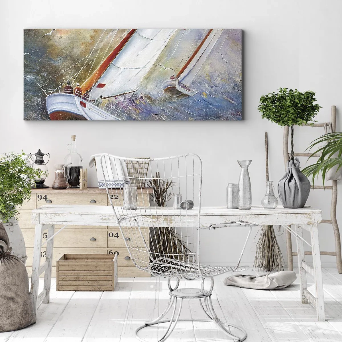 Schilderen op canvas - Lopend op de golven - 100x40 cm