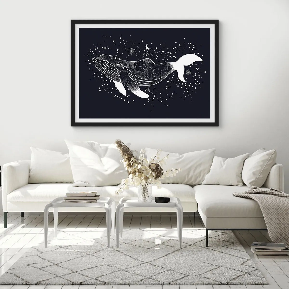 Poster in een zwarte lijst - In de oceaan van het universum - 100x70 cm