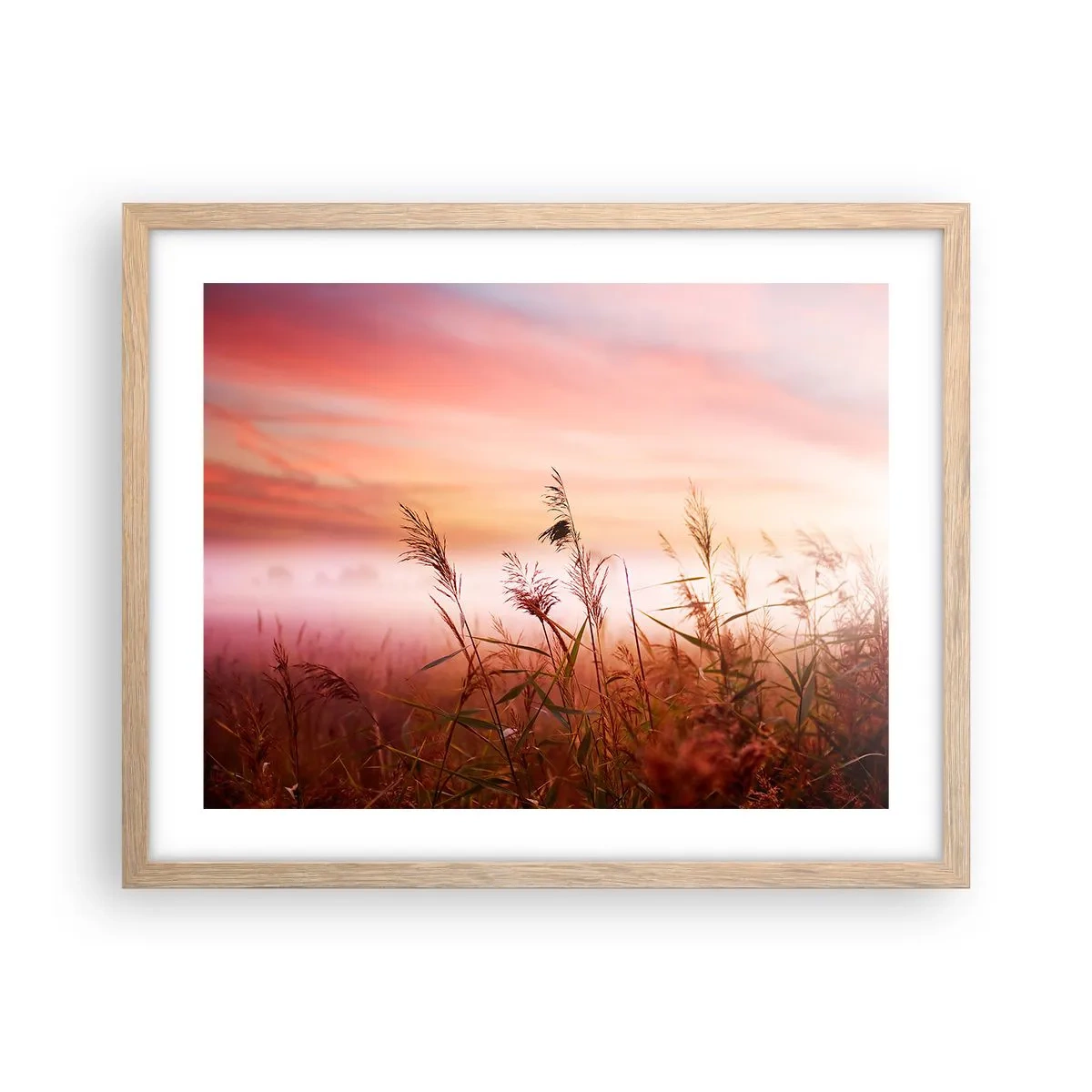 Een poster in een licht eiken lijst - Vliegers, paardebloemen, wind - 50x40 cm