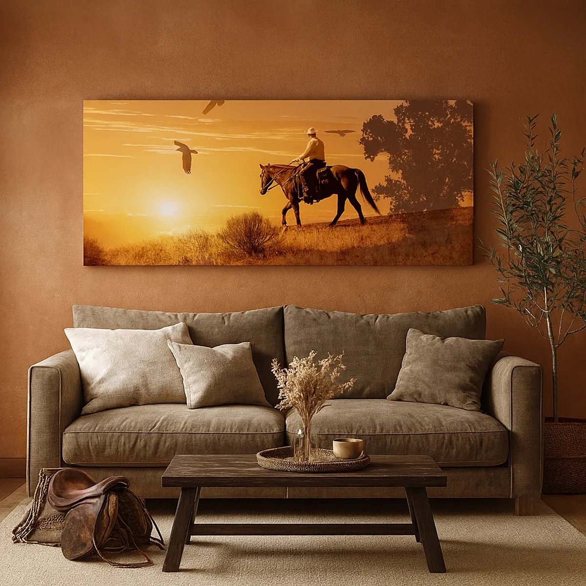 Schilderen op canvas - Alleen over de prairie - 30x30 cm