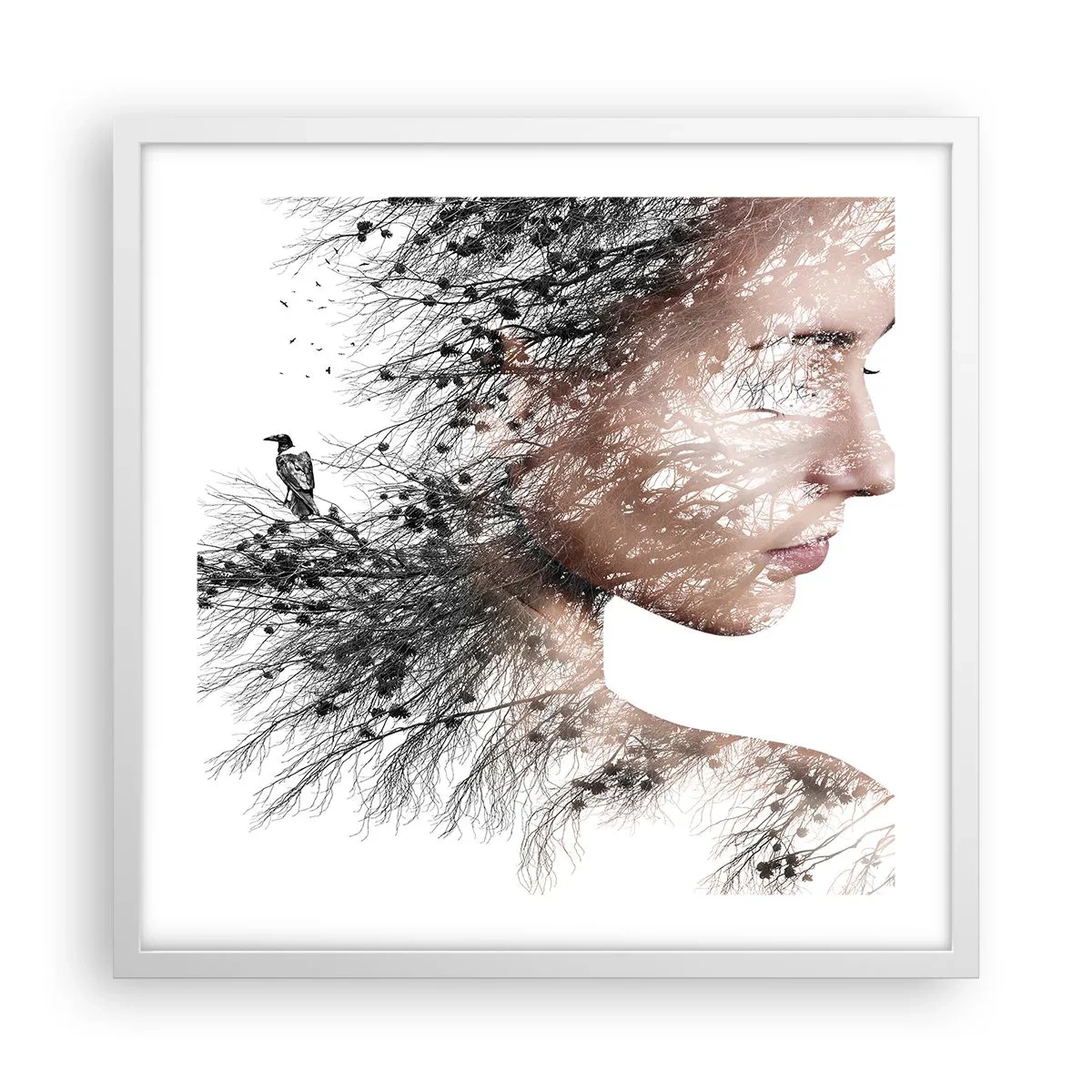 Poster in een witte lijst - De geest van het bos - 50x50 cm