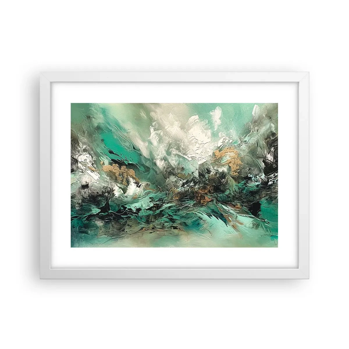 Poster in een witte lijst - Emerald en zwarte branding - 40x30 cm