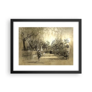 Poster in een zwarte lijst - Een moment gestopt met een veer - 40x30 cm