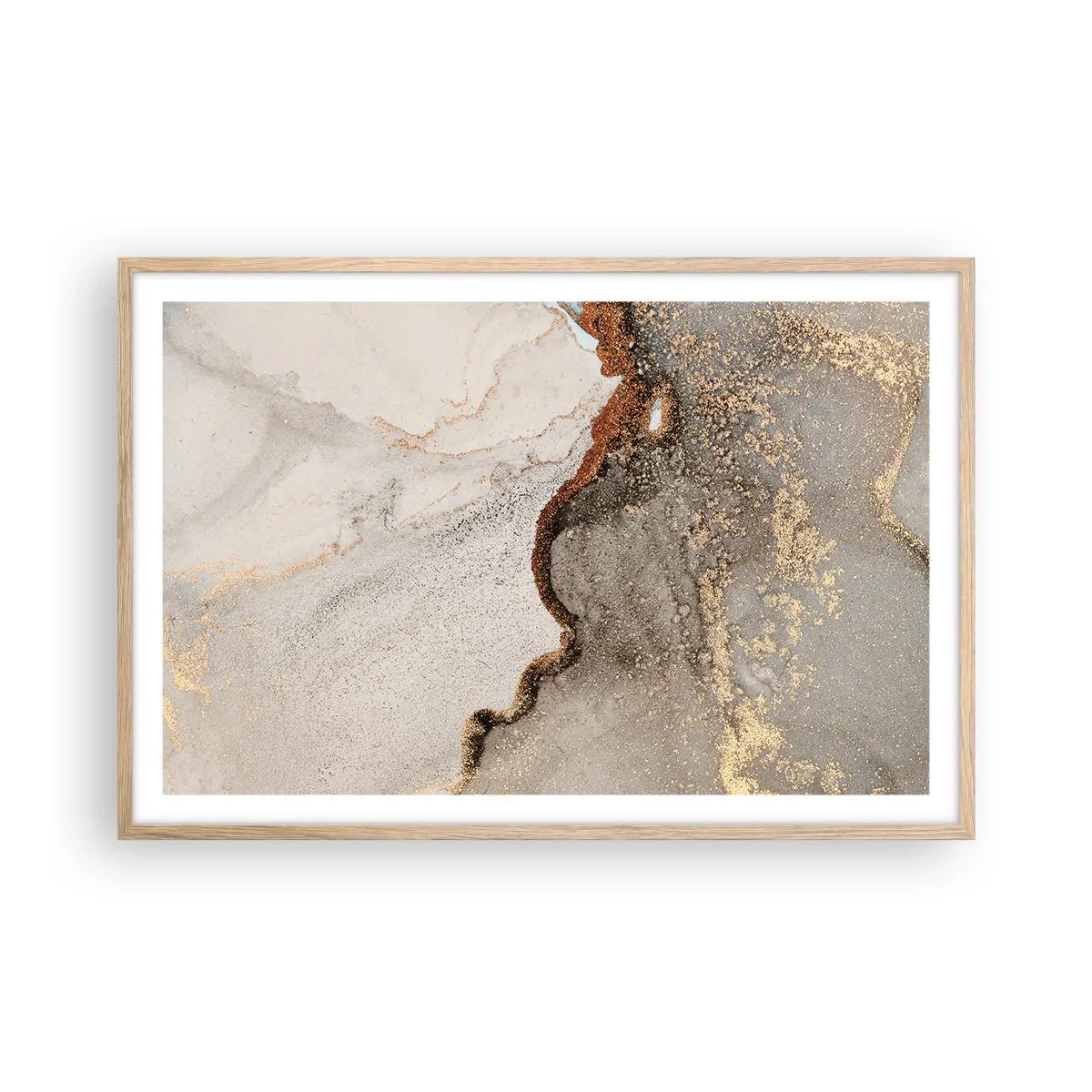 Een poster in een licht eiken lijst - Op de grens van kleuren - 91x61 cm