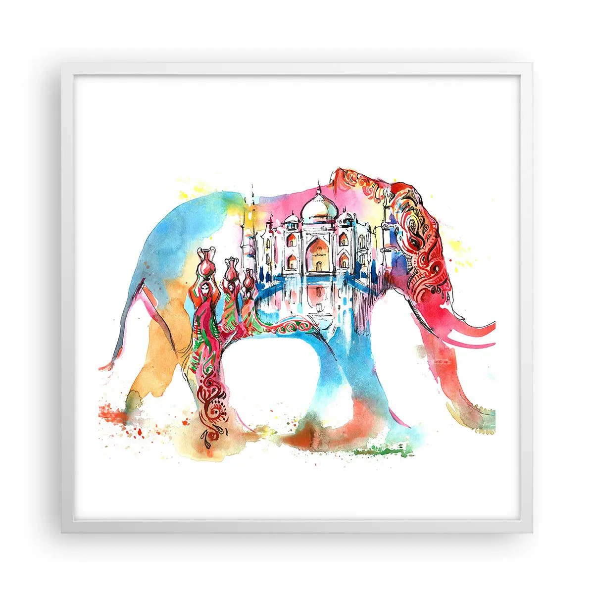 Poster in een witte lijst - India - de uitstraling van liefde - 60x60 cm