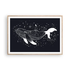 Een poster in een licht eiken lijst - In de oceaan van het universum - 100x70 cm