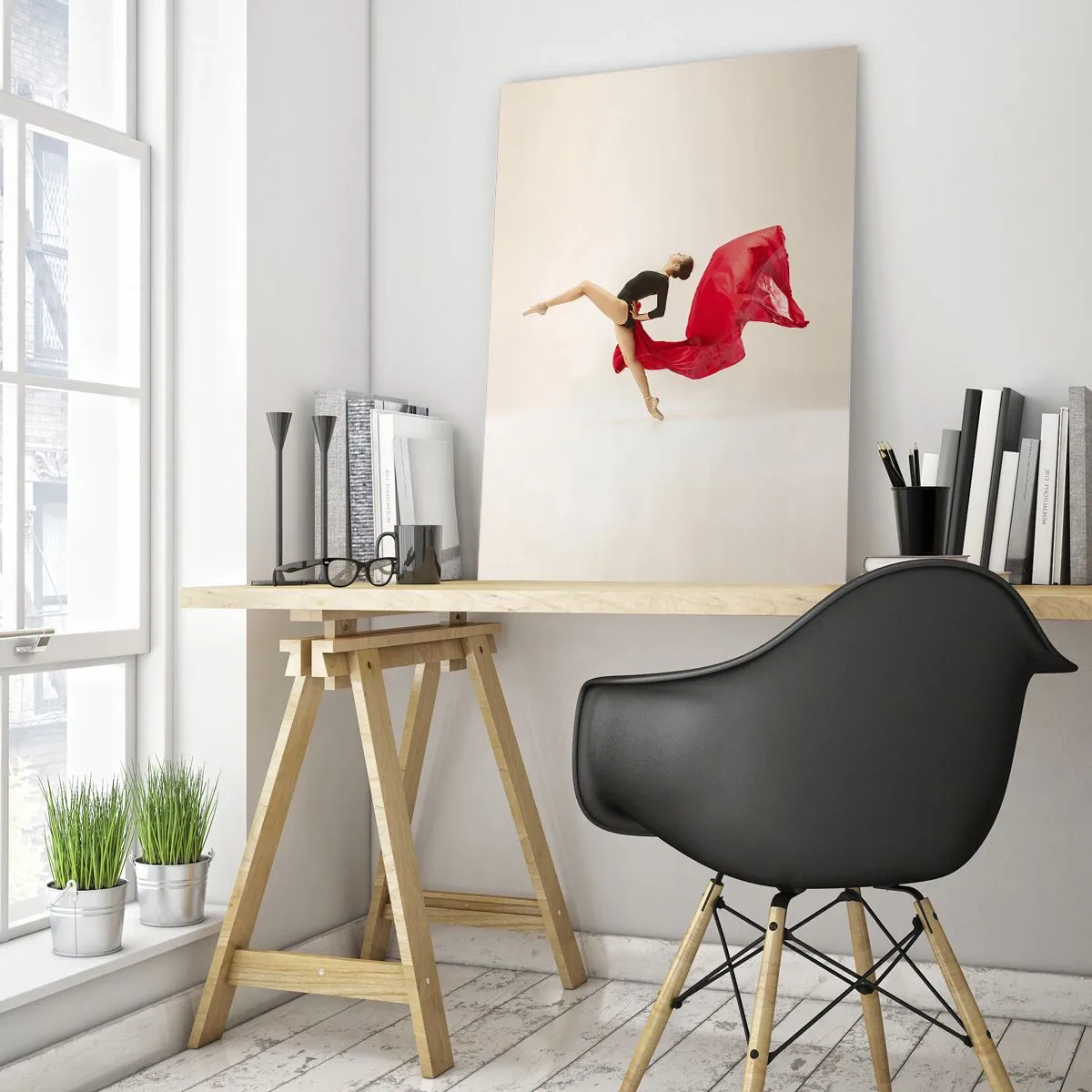 Schilderen op glas - rood en zwart - 50x70 cm