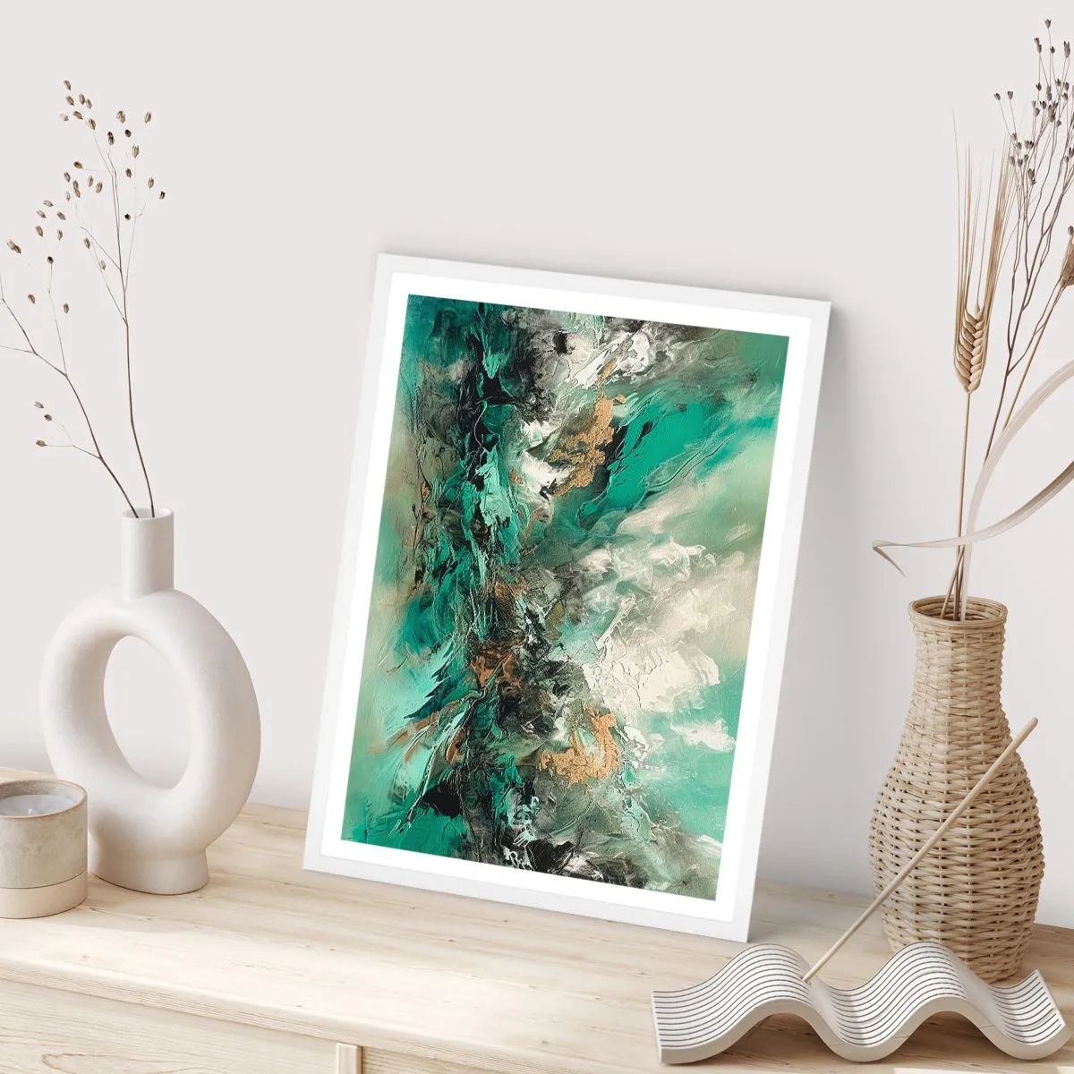 Poster in een witte lijst - Emerald en zwarte branding - 40x50 cm