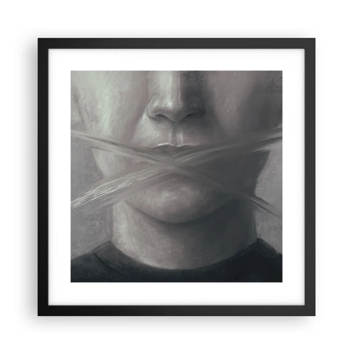 Poster in een zwarte lijst - Zonder een woord - 40x40 cm