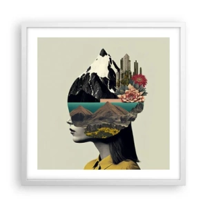 Poster in een witte lijst - Vrouw – altijd een mysterie - 50x50 cm