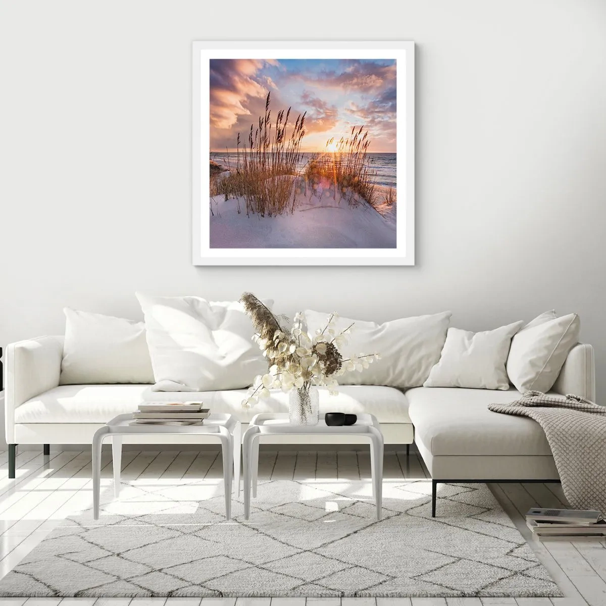 Poster in een witte lijst - Afscheid van de zon en de wind - 40x40 cm