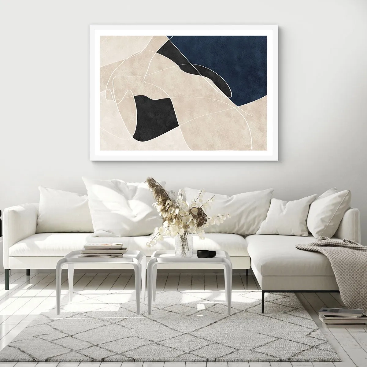 Poster in een witte lijst - Abstracte compositie – kleurcontrast - 40x30 cm