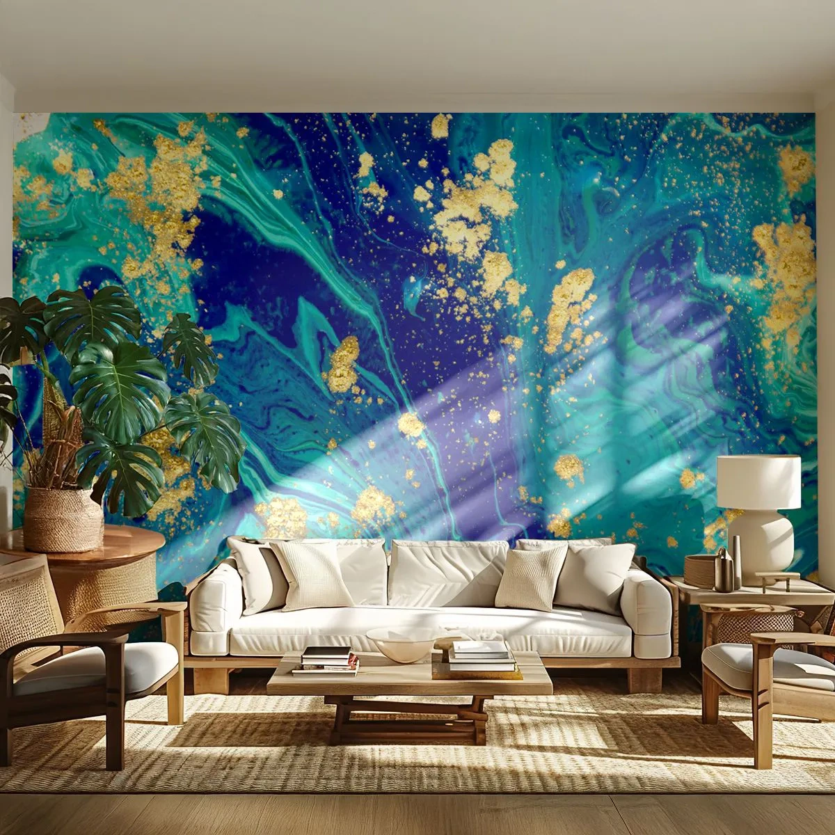 Fotobehang Premium Sand - De bloemblaadjes van de zon - Abstractie, Deel, Grafisch - 100x70 cm