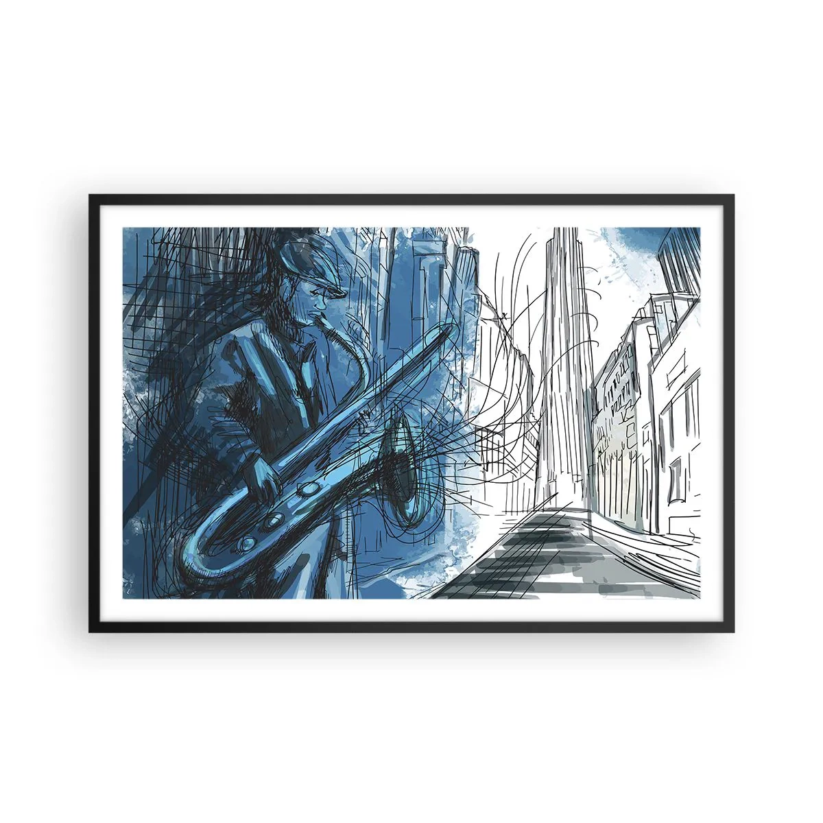 Poster in een zwarte lijst - Stedelijke Rapsodie - 91x61 cm