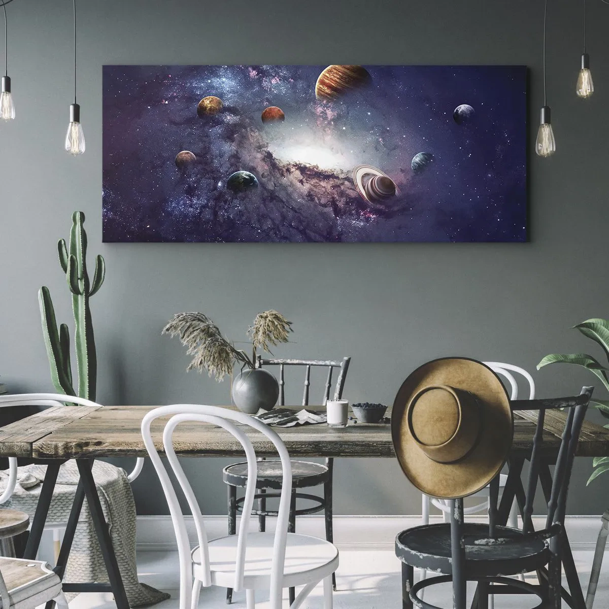 Schilderen op canvas - Zonne-dans systeem - 100x40 cm