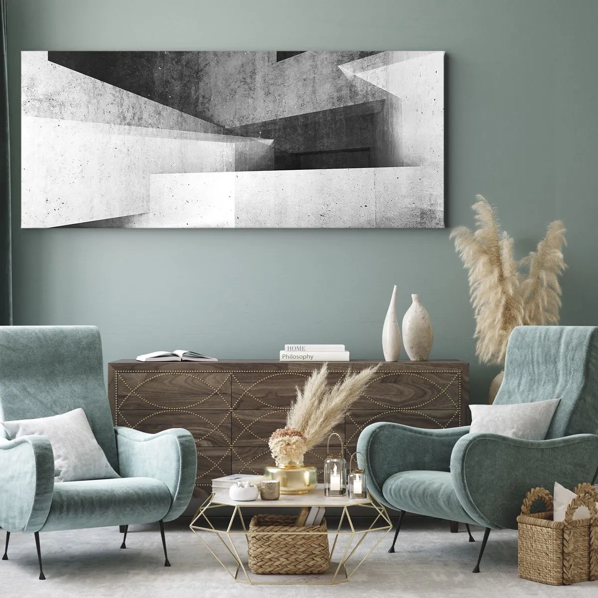 Schilderen op canvas - De structuur van de ruimte - 160x50 cm