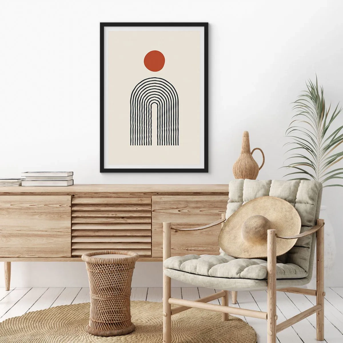 Poster in een zwarte lijst - Magnetisme van vormen en kleuren - 40x50 cm