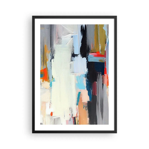 Poster in een zwarte lijst - Abstracte kleurencompositie in een expressieve stijl - 50x70cm - Is er een methode? - Moderne wanddecoratie voor woonkamer en slaapkamer ARTTOR