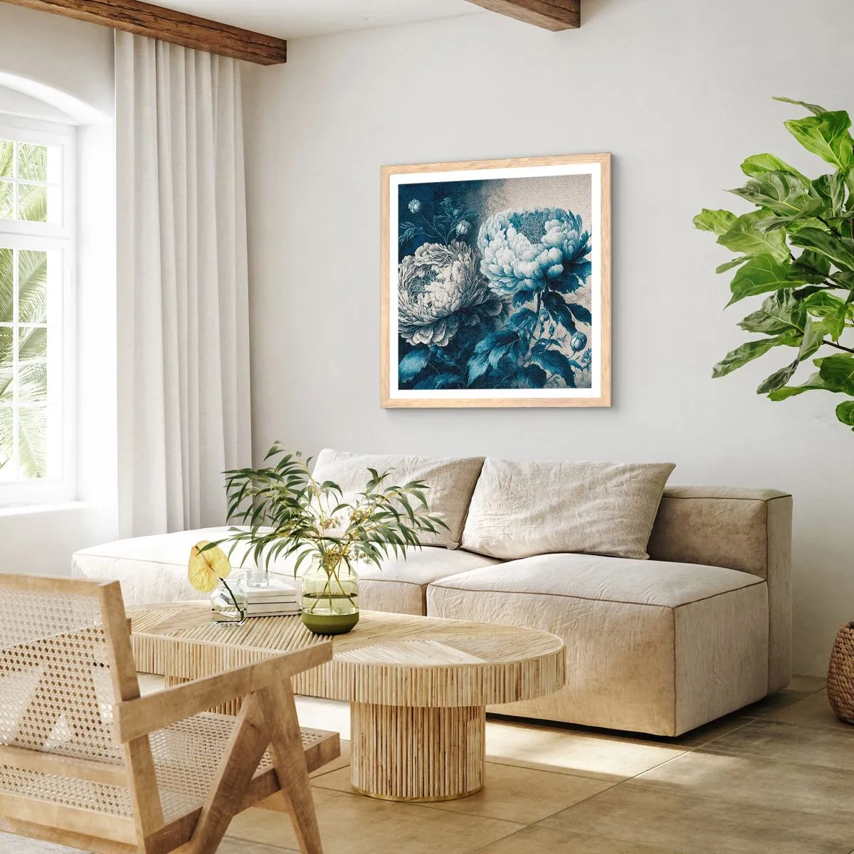 Een poster in een licht eiken lijst - Bij elkaar passend paar - 30x30 cm