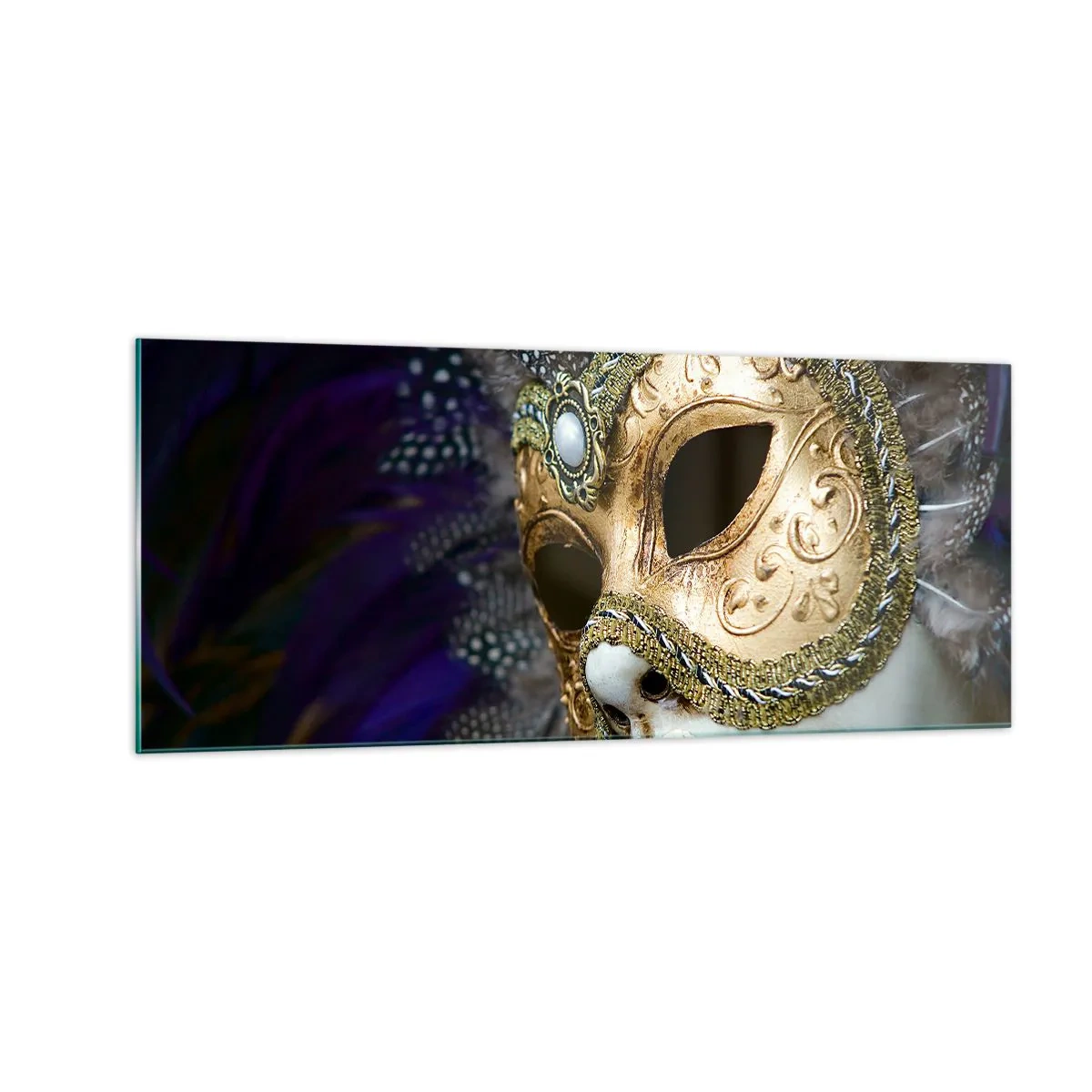 Schilderen op glas - Venetiaans portret in goud - 100x40 cm