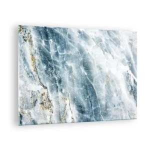 Schilderen op glas - Abstracte ijsmarmertextuur in tinten blauw en wit - 70x50cm - Ijs wereld - Moderne wanddecoratie voor woonkamer en slaapkamer ARTTOR