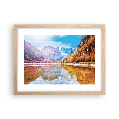 Een poster in een licht eiken lijst - En het is al herfst in de bergen - 40x30 cm