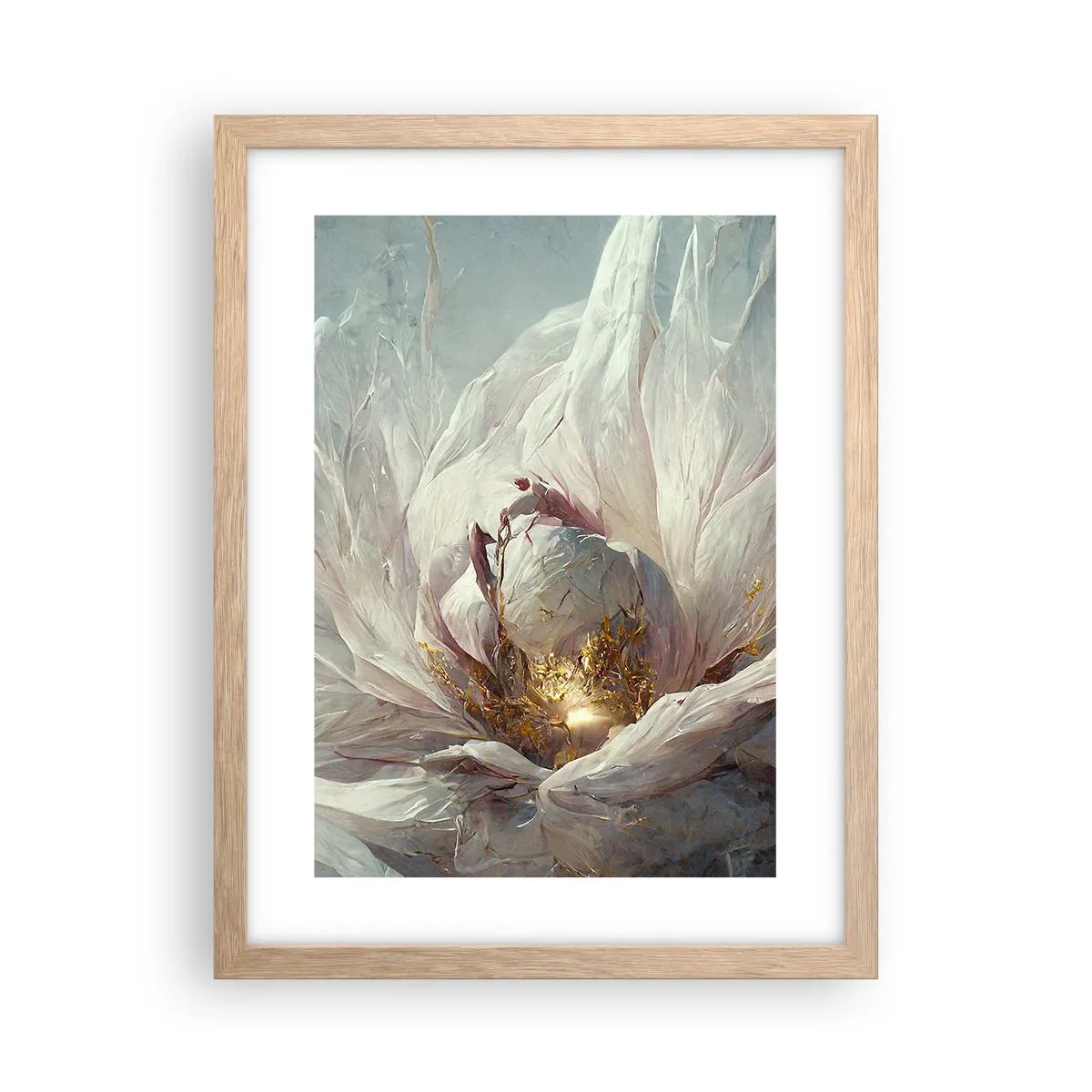 Een poster in een licht eiken lijst - Hij bloeit eens in de honderd jaar - 30x40 cm