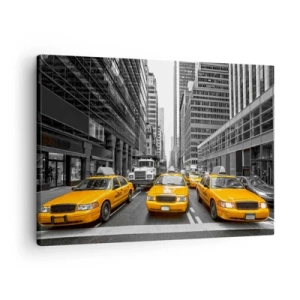 Schilderen op canvas - Gele taxi's op de straten van New York - 70x50cm - Wij geven de stad de kleuren - Moderne wanddecoratie voor woonkamer en slaapkamer ARTTOR